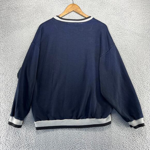 Vintage New York Sweatshirt Men's Large Blue Crewneck Embroidered Distressed 90s - Picture 13 of 13